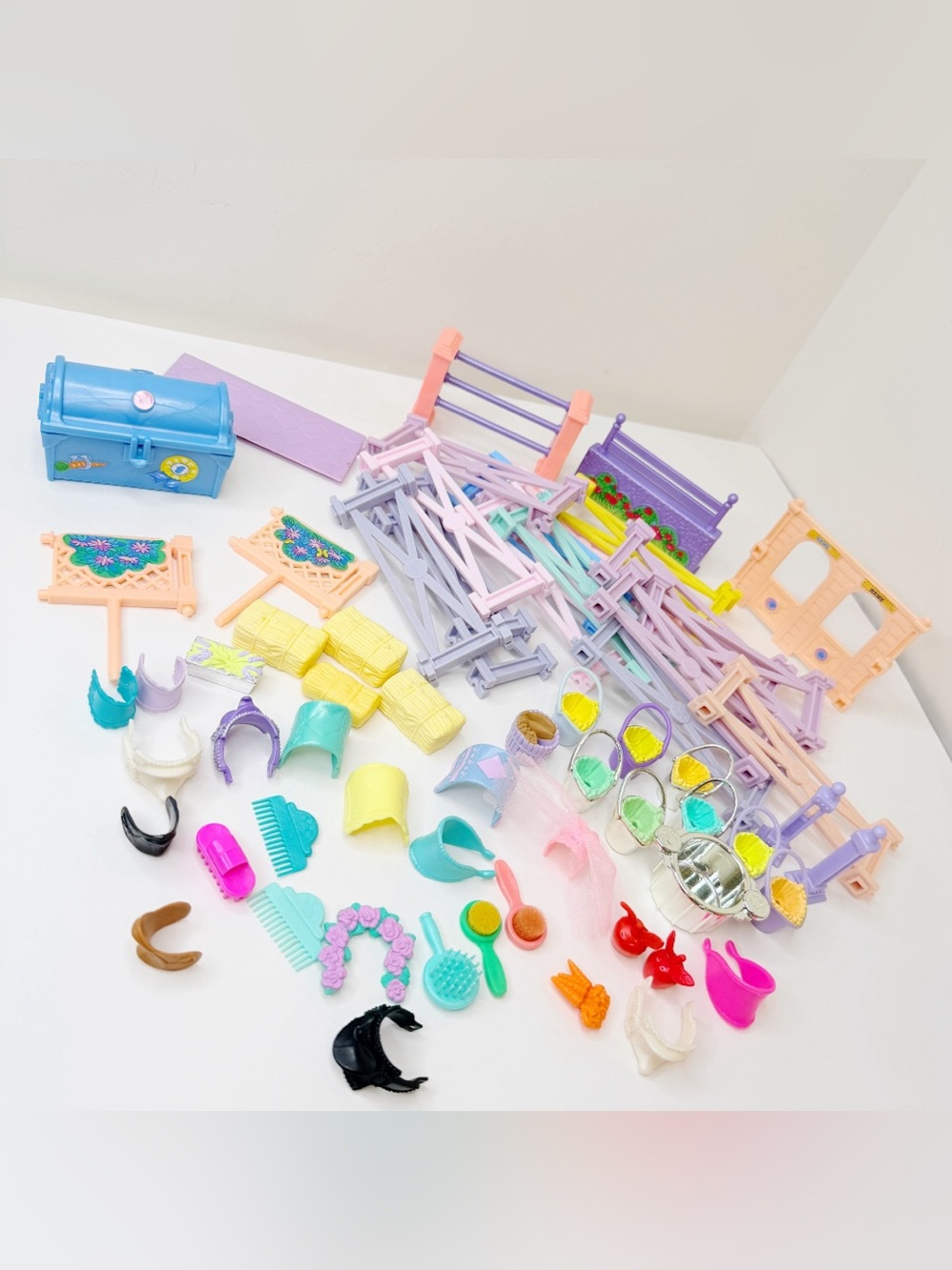 Vintage Kenner Littlest Pet Shop Pony Accessories Lot 1993 1994 Fences Saddles